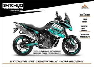 KIT ADESIVI GRAFICHE "ATTACK TEAL W1" compatibili KTM 990 SMT DECALS DEKOR - Imagen 1 de 3
