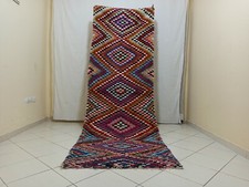 Handmade Vintage Moroccan Rug,3'28"x9'71" ft,Berber Nomad Tribal Moroccan Carpet