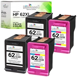 4PK Replacement for HP 62XL Black Ink HP 62XL Color Ink for ENVY 5640 7644 HP62 - Picture 1 of 2