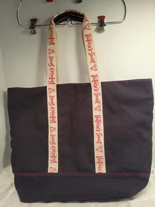Victoria Secret Tote Bag Canvas Black Red Ivory Travel Overnight Shoulder Bag - Picture 1 of 11