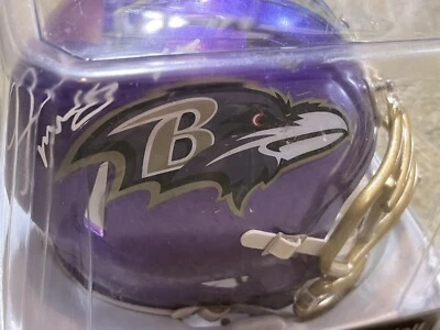 Derrick Mason Signed Baltimore Ravens Flash Alternate Mini Helmet W/ Beckett COA - Image 1 of 4