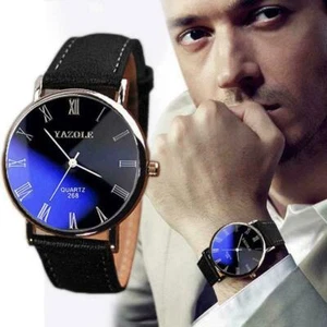 Herren Armbanduhren Uhr Analog Quarz Mode Geschenk BESTES Leder Braun- - Bild 1 von 14