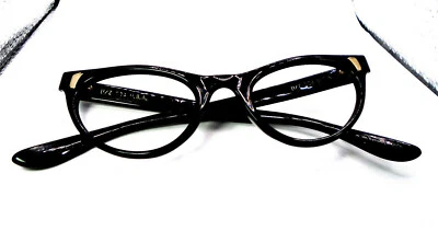 Monturas de gafas para mujer U/Z 534 EE. UU. 47-22 negro con borde de cuerno Cateye vintage años 50 Foto 1 de 4