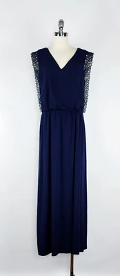 Maxi vestido blusa con abertura lateral elástica azul oscuro de granero para mujer talla 14 Foto 1 de 4