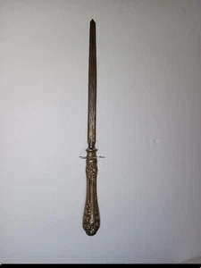 Affilatore Coltello Manico Argento Sterling Vintage MOTIVO ROSA FLOREALE 12" - Foto 1 di 3
