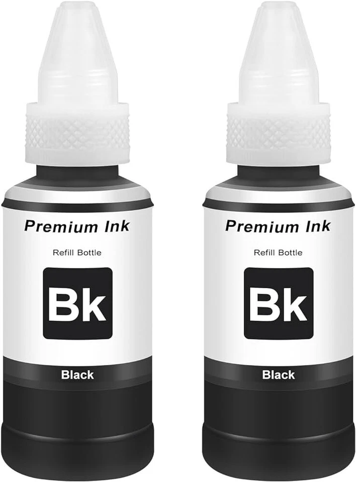 2 pz RICARICA INCHIOSTRO NERO PER EPSON ECOTANK ET-2500 2550 2600 2650 3600 4500