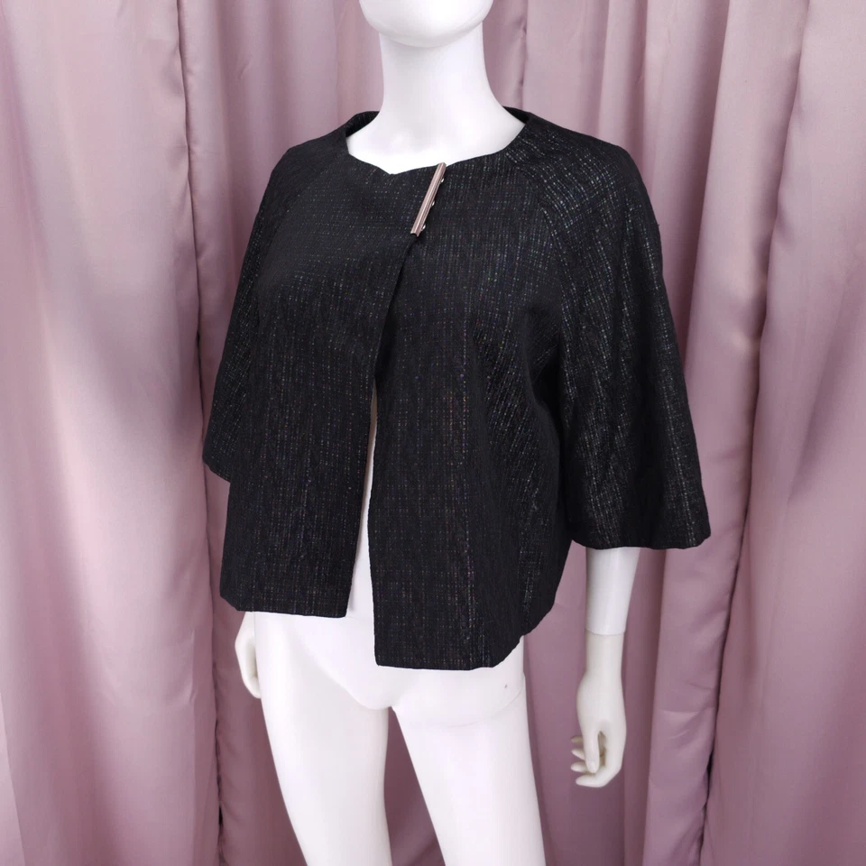 Chaqueta con capucha Kenneth Cole Reaction para mujer forrada de punto metálico manga 3/4 6 Foto 1 de 4