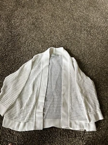 Kasper Crochet Lace Cardigan Womens Xl Open Front Sweater Long Sleeve Shrug - Picture 1 of 6