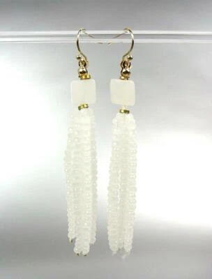 ESTILOSOS Pendientes Colgantes Borla Multi Hilos Cristales Ópalo Luna Oro Ligero Foto 1 de 3