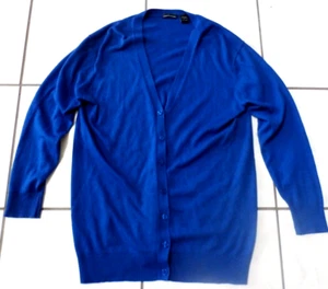 Moda International Cashmere Silk Cardigan Sweater Women Large Blue F320 - Picture 1 of 7