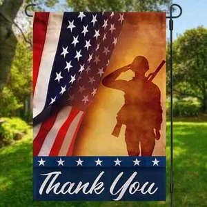 *NEW* PATRIOTIC ~ ALWAYS REMEMBER TO THANK OUR HEROS ~ GARDEN FLAG ~ 12" x 18" - Picture 1 of 1
