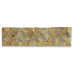 B0091P Marble Mosaic Border Listello Tile Renaissance Honey Onyx 2x7.7 Polish - Picture 1 of 5