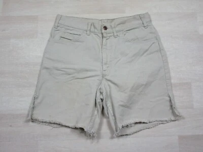 Pantalones Cortos De Colección Años 60 LEVIS BIG E Blanco Corte con Pestaña W 30 Pantalones Vaqueros Playa Hippie Foto 1 de 4