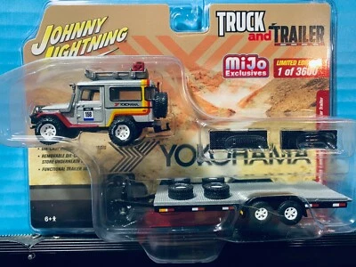 1/64 JOHNNY LIGHTNING 1980 TOYOTA LAND CRUSIER &TRAILER YOKOHAMA MIJO EXCLUSIVES - Image 1 of 3