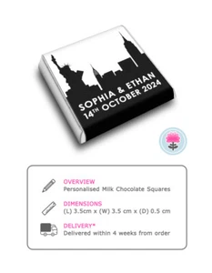PERSONALISED Skyline NEW YORK Mini Neapolitan Square FAVOUR CHOCOLATES Wedding - Picture 1 of 3