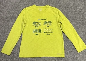LL Bean Youth Large 14-16 Green Outside Graphic Long Sleeve Hiking Outdoor - Picture 1 of 7