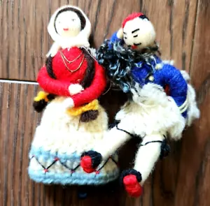 Lotto di 2 Bambole Vintage/Antiche Fatte a Mano Portogallo Tessuto Uomo Donna Spagna - Foto 1 di 3