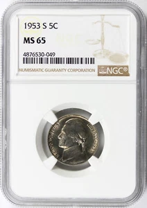 Jefferson Nickel 1953-S 5c NGC MS65 - Imagen 1 de 4