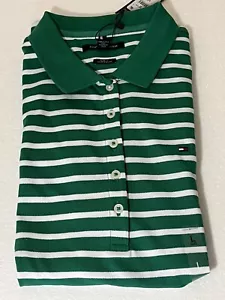 Tommy Hilfiger Para Mujer Verde Blanco Polo Talla Grande Calce Ajustado Manga Corta - Imagen 1 de 5