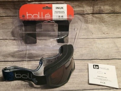 全新 Bolle 21968C Inuk 青年滑雪滑雪板护目镜 黑色框架 蓝色 3-6 岁 — 第 1/4 张图片