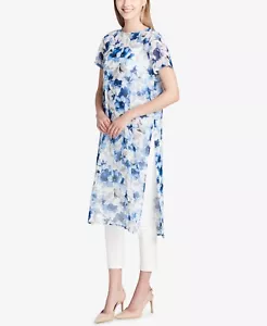 Nmew with tag Calvin Klein  Blue Print Chiffon Long  Tunick/Dress  M - Picture 1 of 3