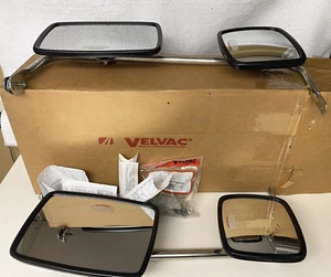NEW OLD STOCK TRUCK MIRROR SET OF 2,STAINLESS STEEL,9"FLAT,6"CONVEX,UNIVERSAL :) - Picture 1 of 6