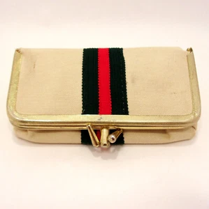 Vintage 60er Reise Nähset und Maniküre Set im Kissverschluss Canvas Etui Handtasche - Bild 1 von 5