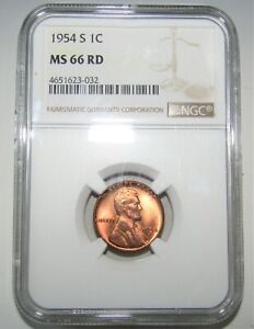 1954 S LINCOLN Wheat Cent NGC MS66 RD