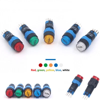Latching/Momentary Round Push Button Switch 12mm 1 NO 1 NC LED Illuminated LA12 - Image 1 of 4