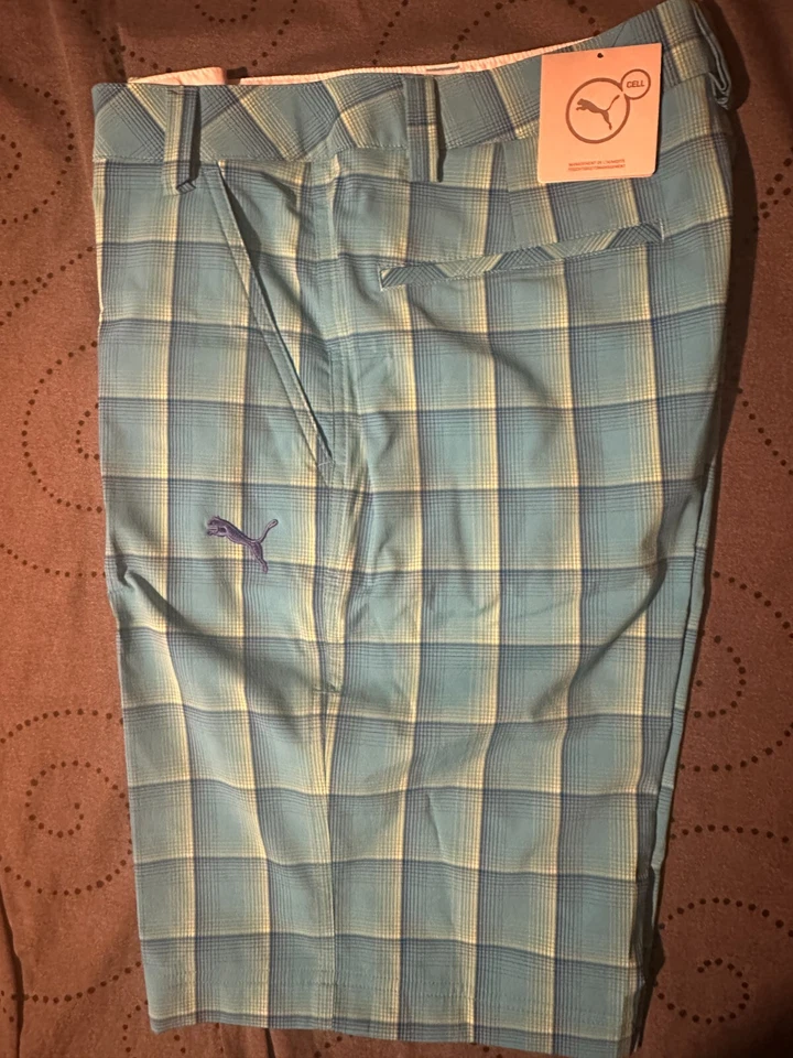 Men's PUMA Dry Cell Tech Golf Shorts Blue Size 36 Measured Tag Says 34