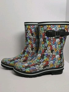 Stivali da pioggia Bob's By Skechers donna gomma All Rover cani stampati fibbia US 8 - Foto 1 di 7
