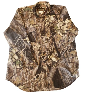 Remington Mossy Oak Camo Large Long Sleeve Button-Up Shirt Hunting Vented - Picture 1 of 14