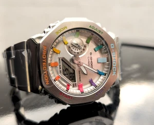Hand-painted Casio G-Shock Full Steel Rainbow Silver - Unique CasiOak Mod Watch - Picture 1 of 8