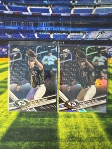 2017 Topps Chrome RC #98 Matt Olson & Sepia Refractor Oakland A's (2) Card Lot - Picture 1 of 5