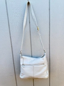 LINEA VERDI Light Gray Genuine Leather Bag Handbag Purse Women's Crossbody - Picture 1 of 17