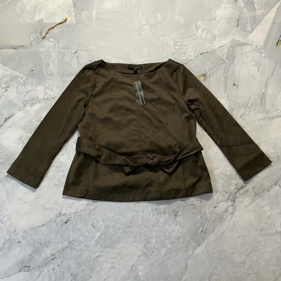 Camisa Banana Republic Mujer Talla S Marrón Vegano Gamuza Corbata Cintura Foto 1 de 4