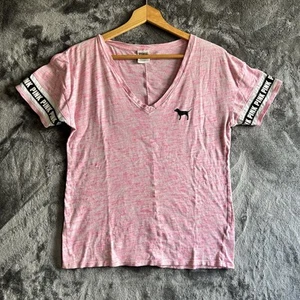 Victoria's Secret PINK Marled V-Neck Women's Size S With Bulldog Shirt - Picture 1 of 8