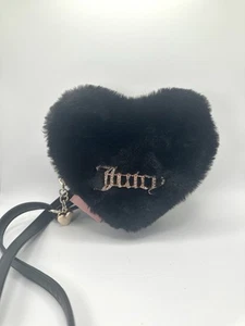 Juicy Couture Black Liqorice Fluffy Faux Fur Crossbody with Bag Charm NWT - Picture 1 of 7