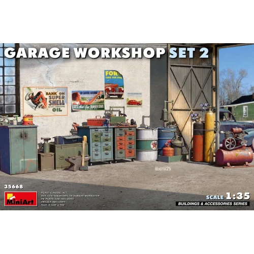 1 35 MINIART Accessories Garage Workshop Set 2 Kit MA35668