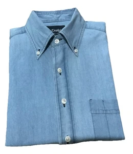 Drake’s Mens Light Blue Cotton Chambray Button-Down Shirt 15.5 - 39 NWOT RRP 195 - Picture 1 of 8