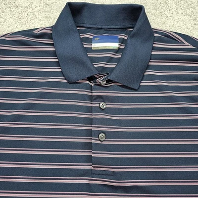 Camisa Polo Jack Nicklaus StayDri Para Hombres Azul Marino Rojo Blanco Rayas Golf Talla XL Foto 1 de 4