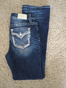 Miss Me Curvy Boot Cut Denim Jeans Mid Rise Distressed Size 29 Tag Inseam 31.5 - Picture 1 of 19