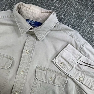 De Colección Polo Ralph Lauren Camisa de Trabajo Para Hombres M Beige Utilidad Doble Bolsillo Años 90 Hong Kong - Imagen 1 de 19