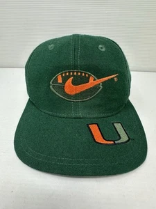 Vintage 90s Miami Hurricanes Nike Team Sports Football SnapBack Hat Cap Rare - Picture 1 of 9