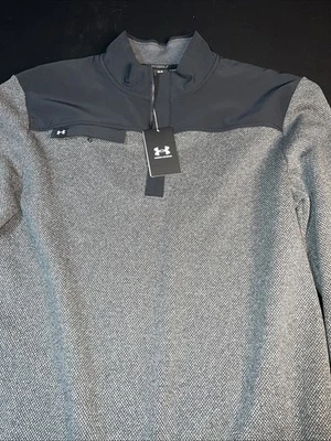 Under Armour 1/4 Zip  Men L Sweater Fleece Storm Midlayer Golf Black/ Charcoal - Image 1 of 4