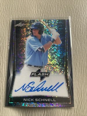 2018 Leaf Metal Flash NICK SCHNELL Navy Prismatic Auto RC 9/50 Rays - Image 1 of 4