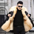 Faux Fur Coat Loose OverCoat Men Inner Liner Detachable Collar Long Fur Parkas