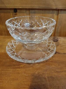 COLLECTIBLE LEAD CRYSTAL MAYONNAISE NUT BOWL CANDY DISH ATTACHED UNDERPLATE - Picture 1 of 9