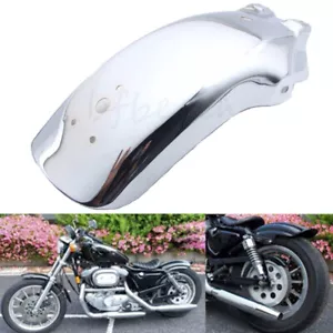 Universal Motorcycle Rear Fender Mudguard Silver For Yamaha Honda Suzuki Chopper - Picture 1 of 9