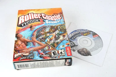 2005 Roller Coaster Tycoon 3 PC Game + Soaked Expansion Pack Atari 98/XP/2000 - Image 1 of 4